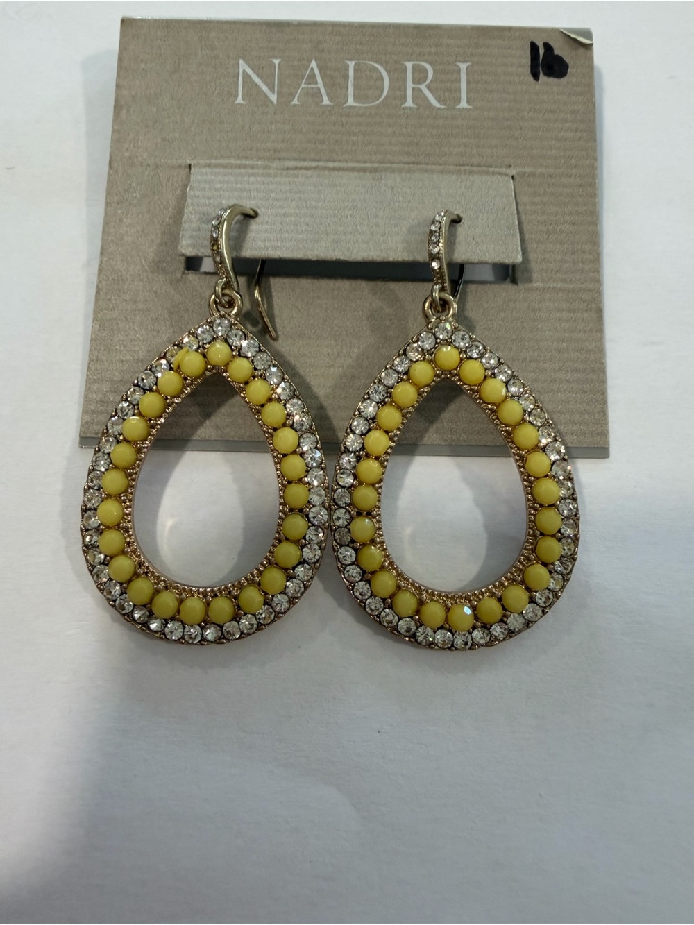 Nadri Yellow Teardrop Crystal-Trim Drop Earrings